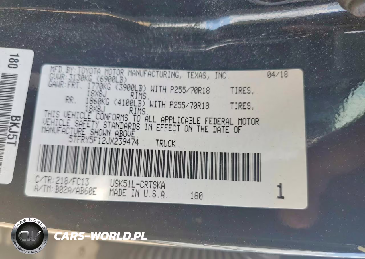 2018 Toyota Tundra Sr5 VIN:5TFRY5F12JX239474 - 13