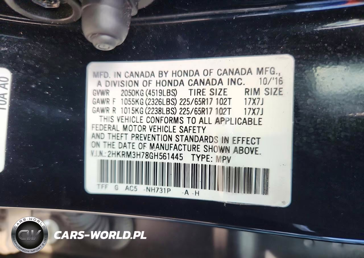 2016 Honda Cr-V Exl VIN:2HKRM3H78GH561445 - 13