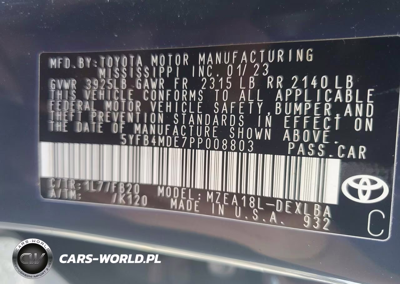 2023 Toyota Corolla Le VIN:5YFB4MDE7PP008803 - 13