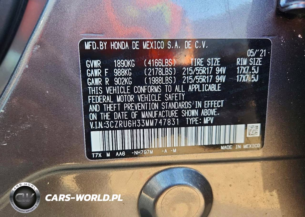 2021 Honda Hr-V Lx VIN:3CZRU6H33MM747831 - 13