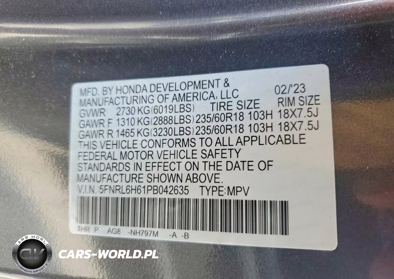 2023 Honda Odyssey Exl VIN:5FNRL6H61PB042635 - 12