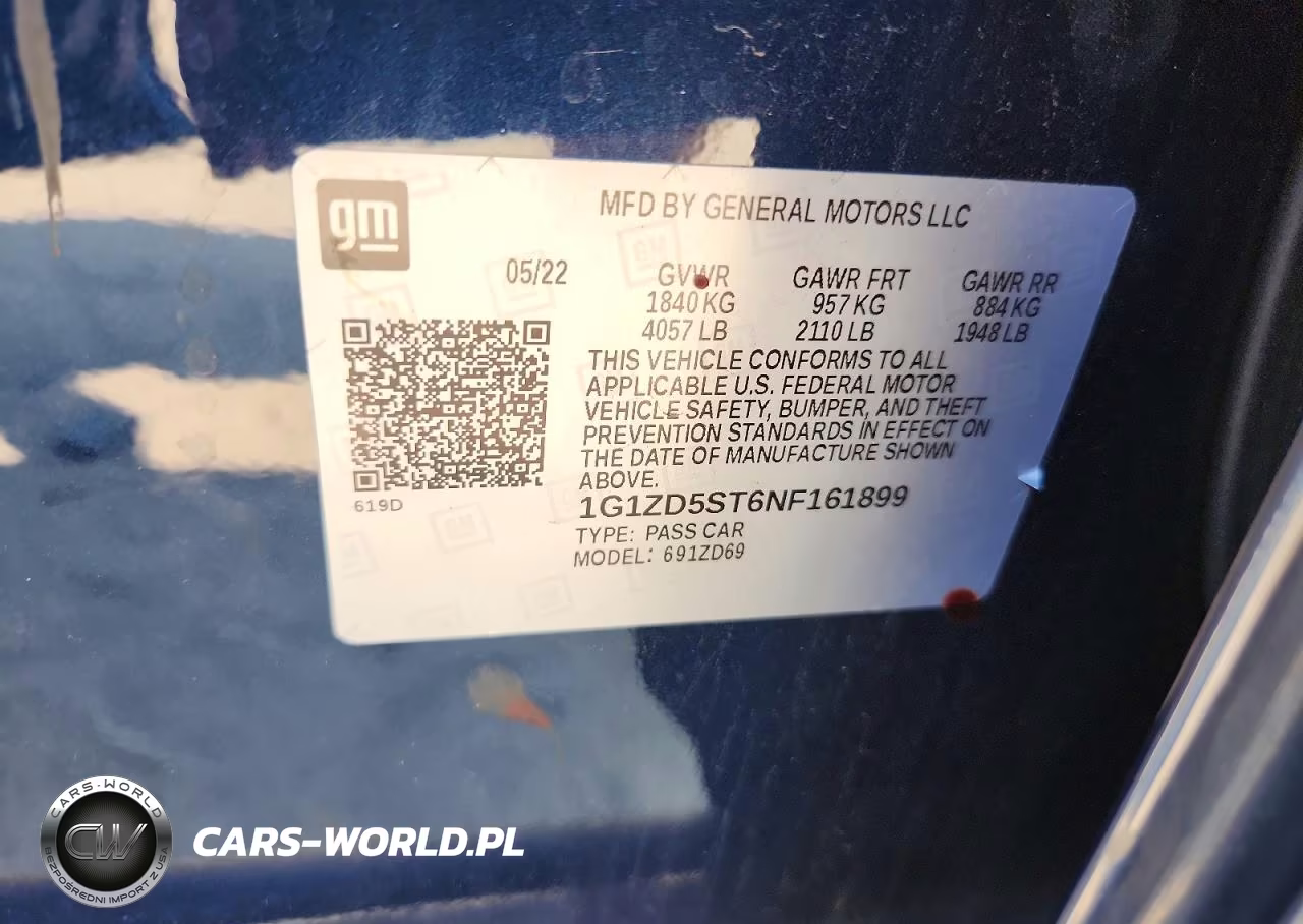 2022 Chevrolet Malibu Lt VIN:1G1ZD5ST6NF161899 - 12