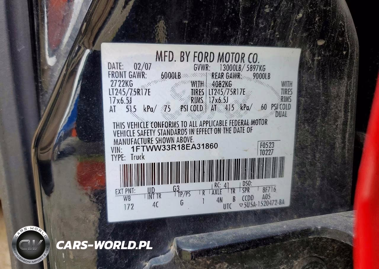 2008 Ford F350 Super Duty VIN:1FTWW33R18EA31860 - 13