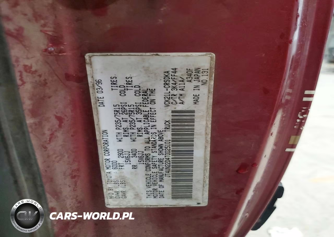 1996 Toyota T100 Xtracab VIN:JT4UN22D4T0025101 - 12