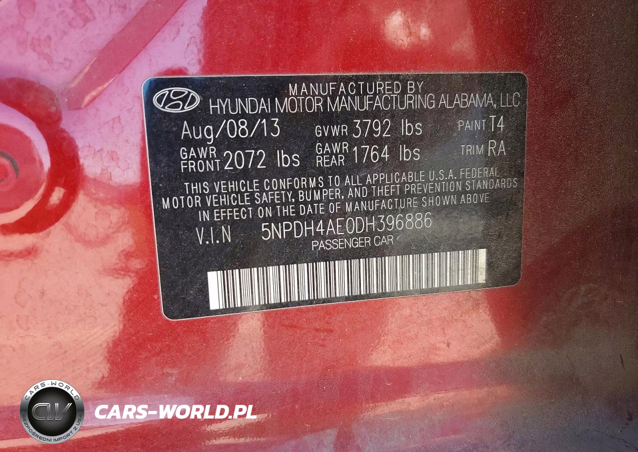 2013 Hyundai Elantra Gls VIN:5NPDH4AE0DH396886 - 12