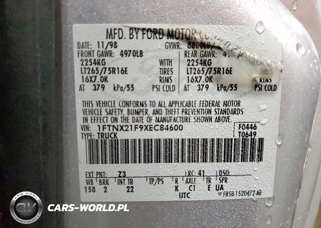 1999 Ford F250 Super Duty VIN:1FTNX21F9XEC84600 - 13