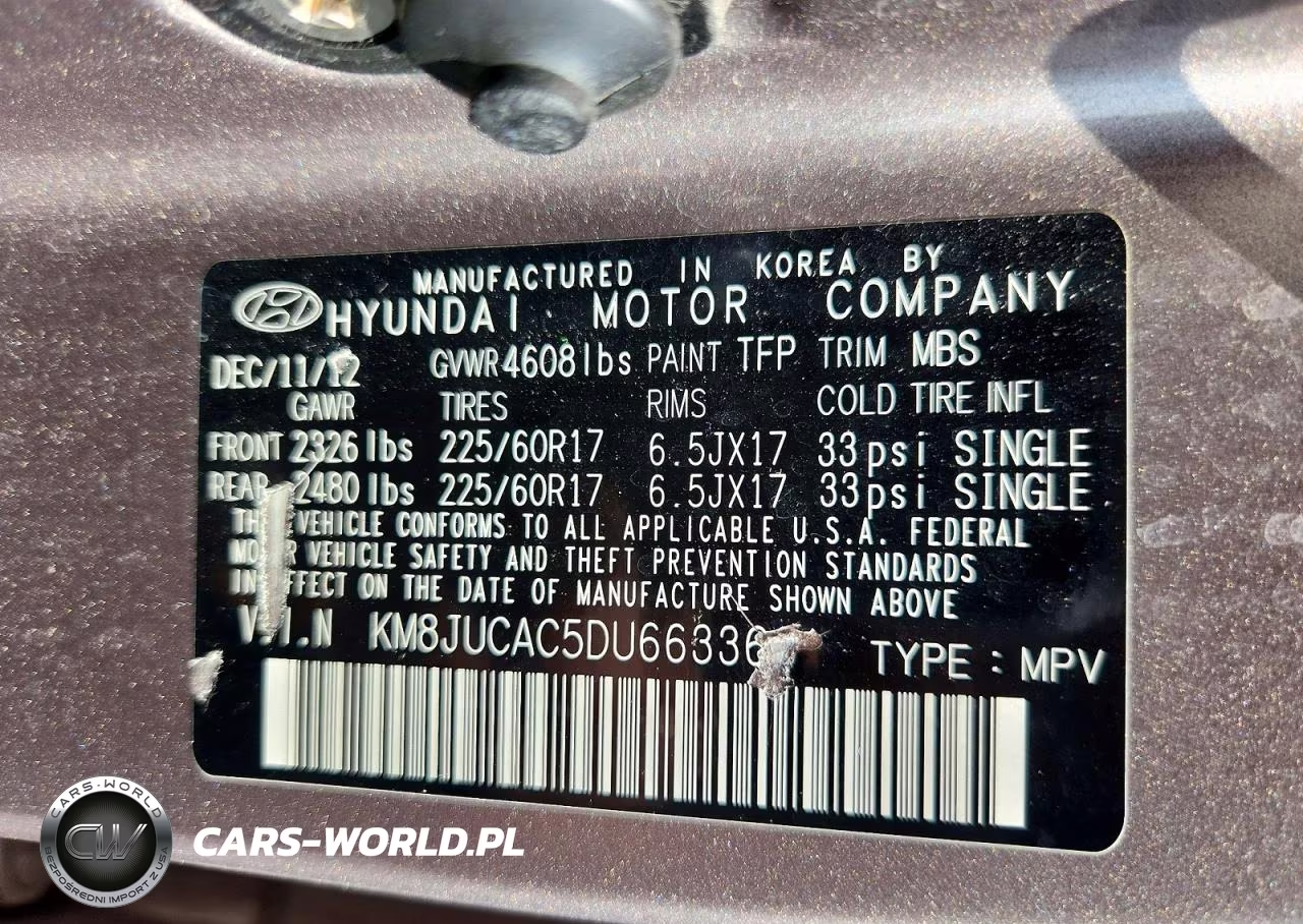 2013 Hyundai Tucson Gls VIN:KM8JUCAC5DU663366 - 12