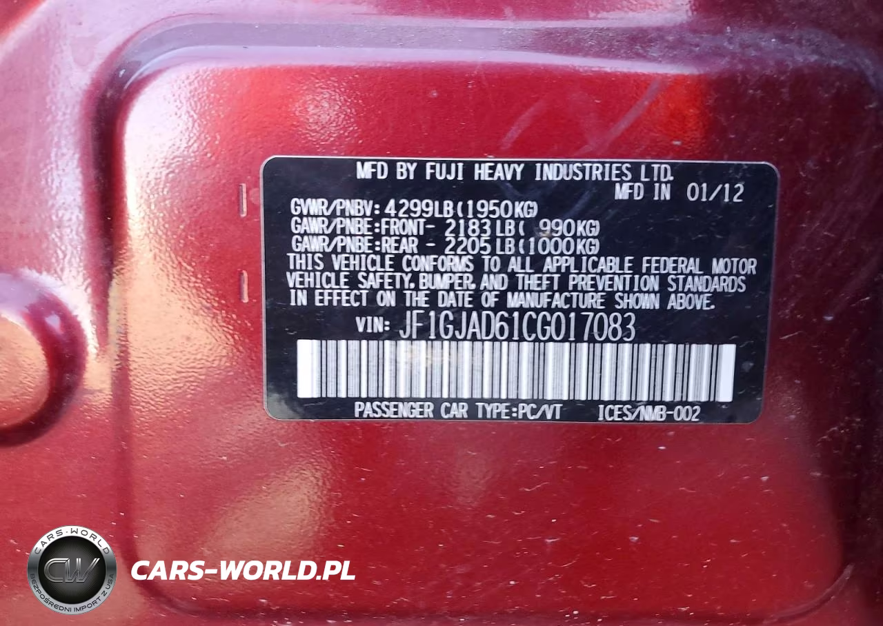 2012 Subaru Impreza Premium VIN:JF1GJAD61CG017083 - 12