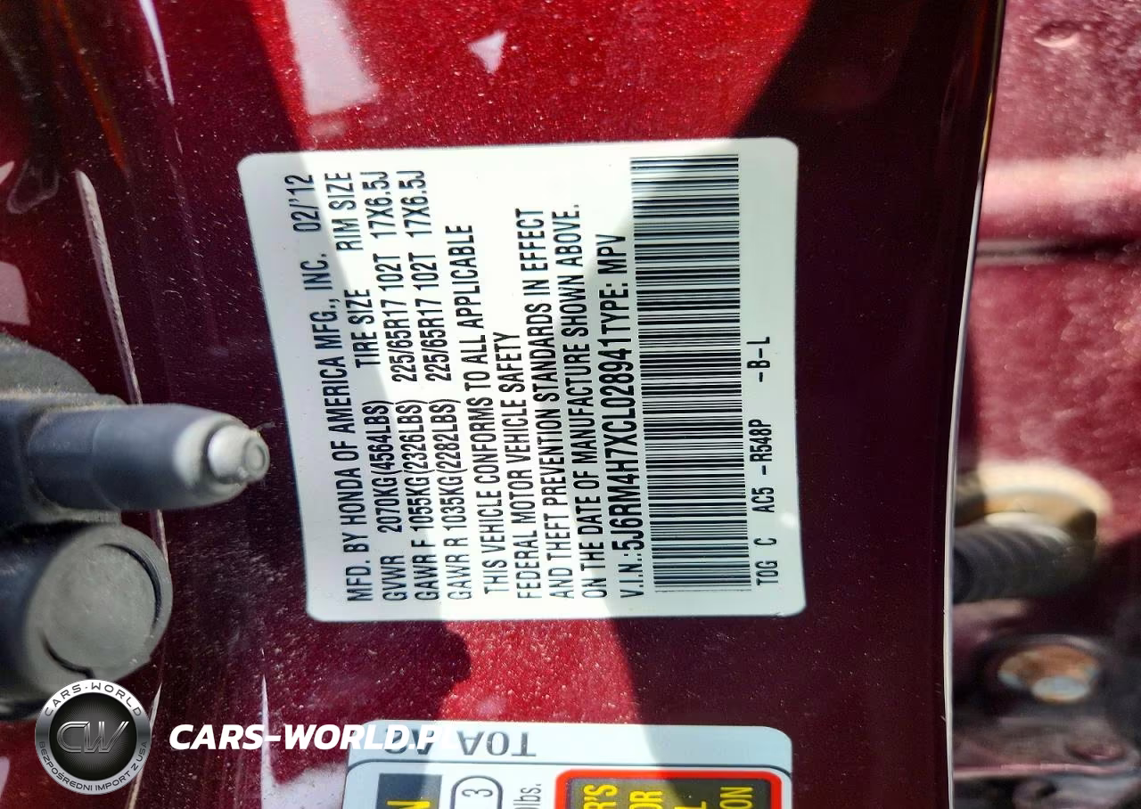 2012 Honda Cr-V Exl VIN:5J6RM4H7XCL028941 - 13