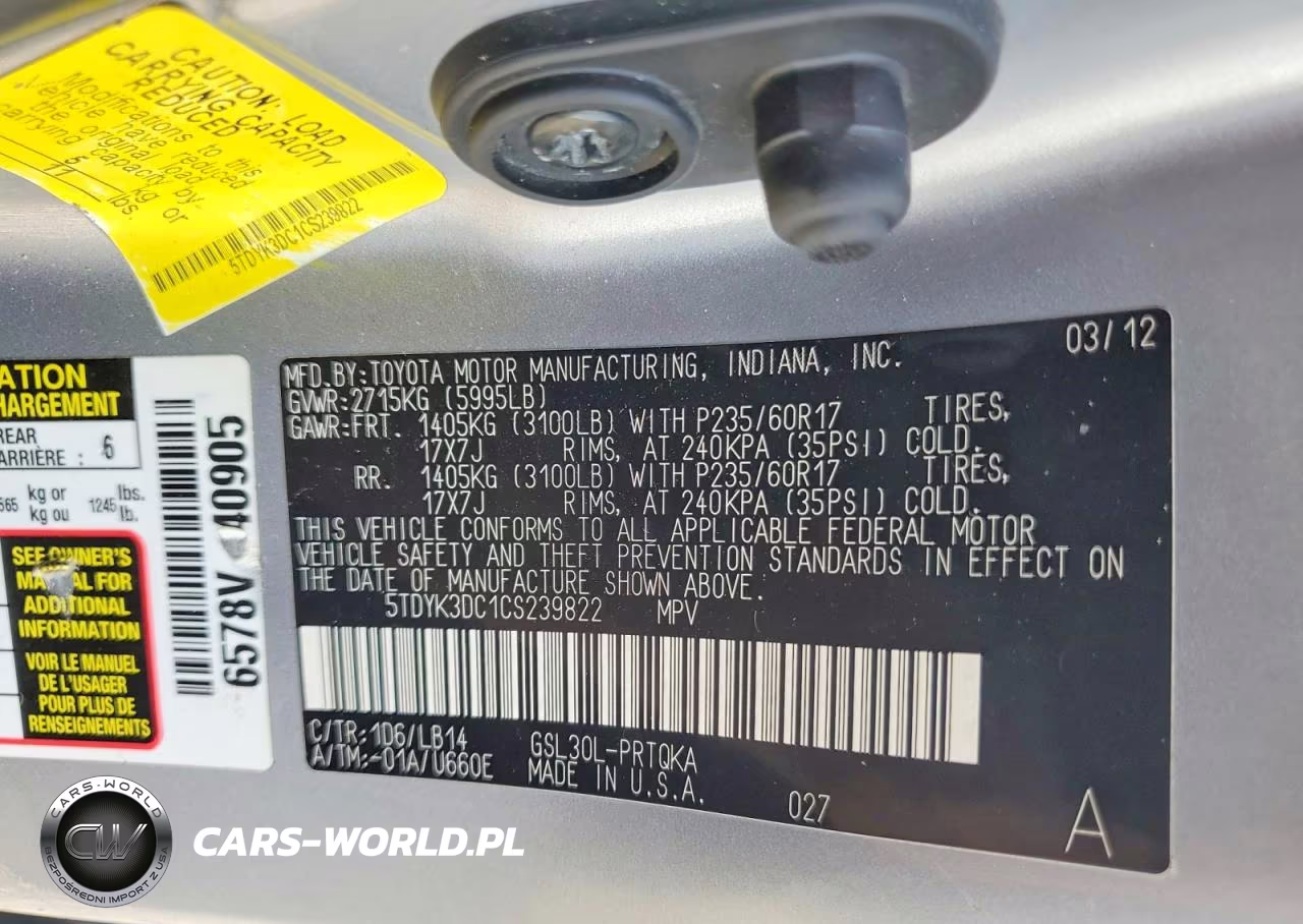 2012 Toyota Sienna Xle 8-Passenger VIN:5TDYK3DC1CS239822 - 14