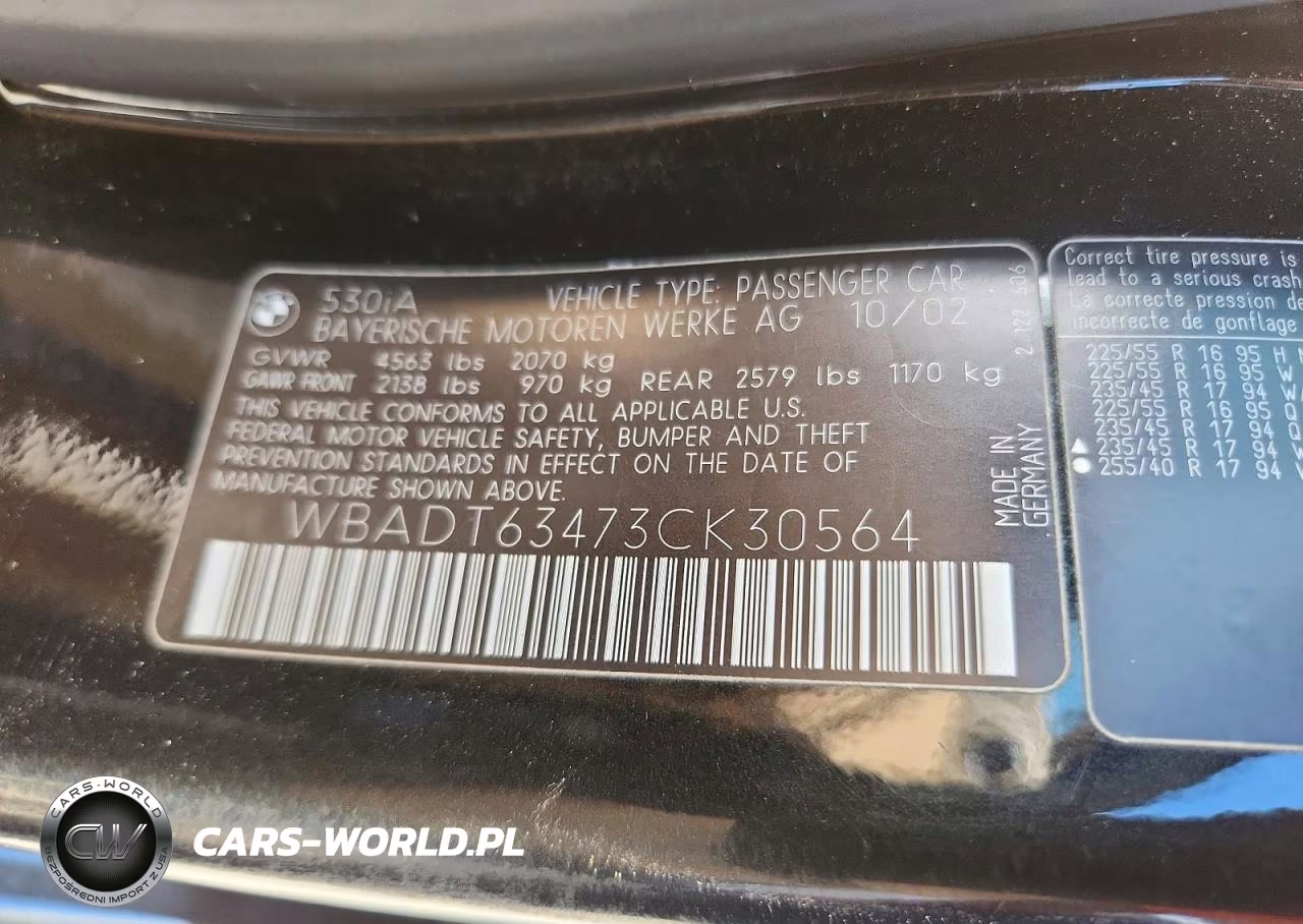 2003 BMW 530 I Automatic VIN:WBADT63473CK30564 - 12