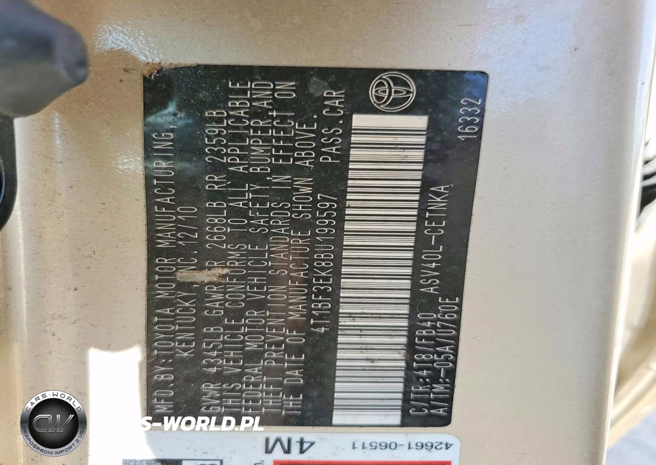 2011 Toyota Camry Le VIN:4T1BF3EK8BU199597 - 12