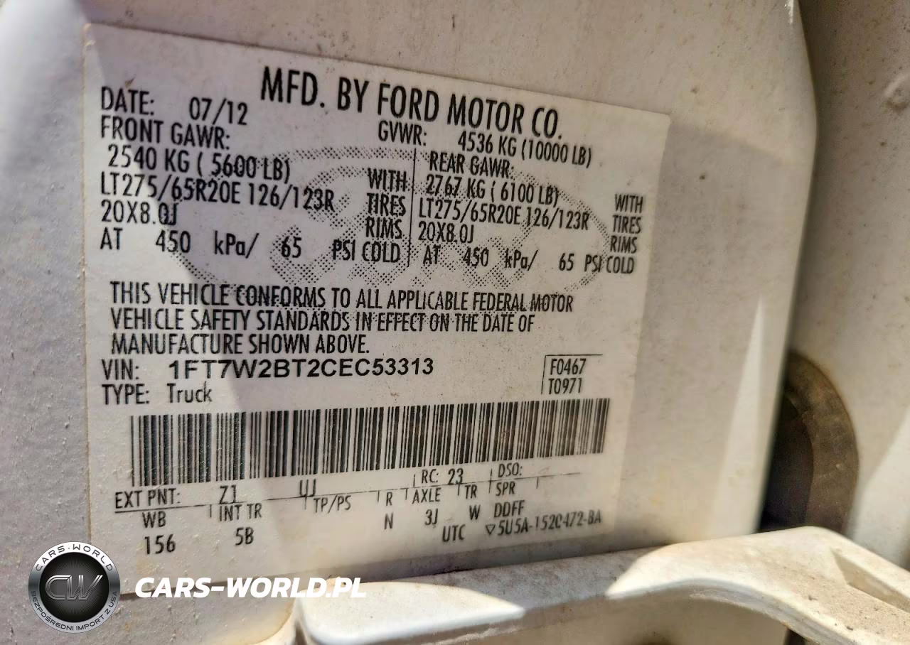 2012 Ford F250 Super Duty VIN:1FT7W2BT2CEC53313 - 13