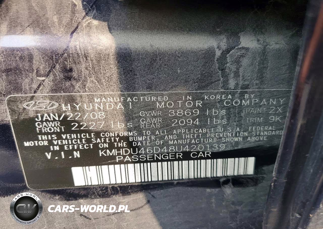 2008 Hyundai Elantra Gls VIN:KMHDU46D48U420139 - 12
