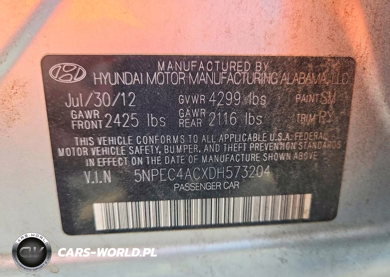 2013 Hyundai Sonata Limited VIN:5NPEC4ACXDH573204 - 12