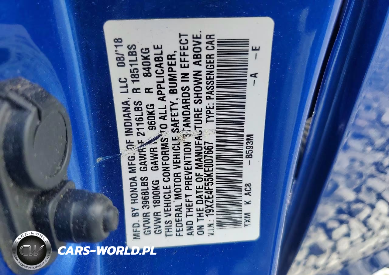 2019 Honda Insight Ex VIN:19XZE4F55KE007667 - 12