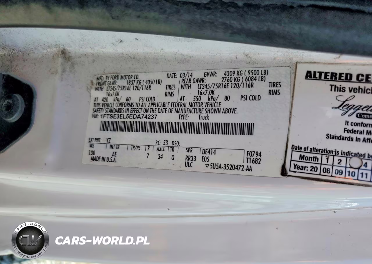2014 Ford Econoline E350 Super Duty Van VIN:1FTSE3EL5EDA74237 - 12