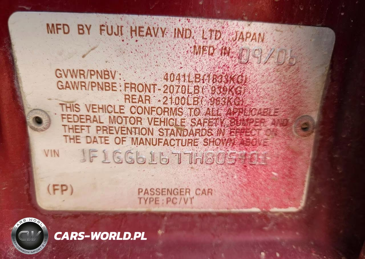 2007 Subaru Impreza 2.5I VIN:JF1GG61677H805401 - 12