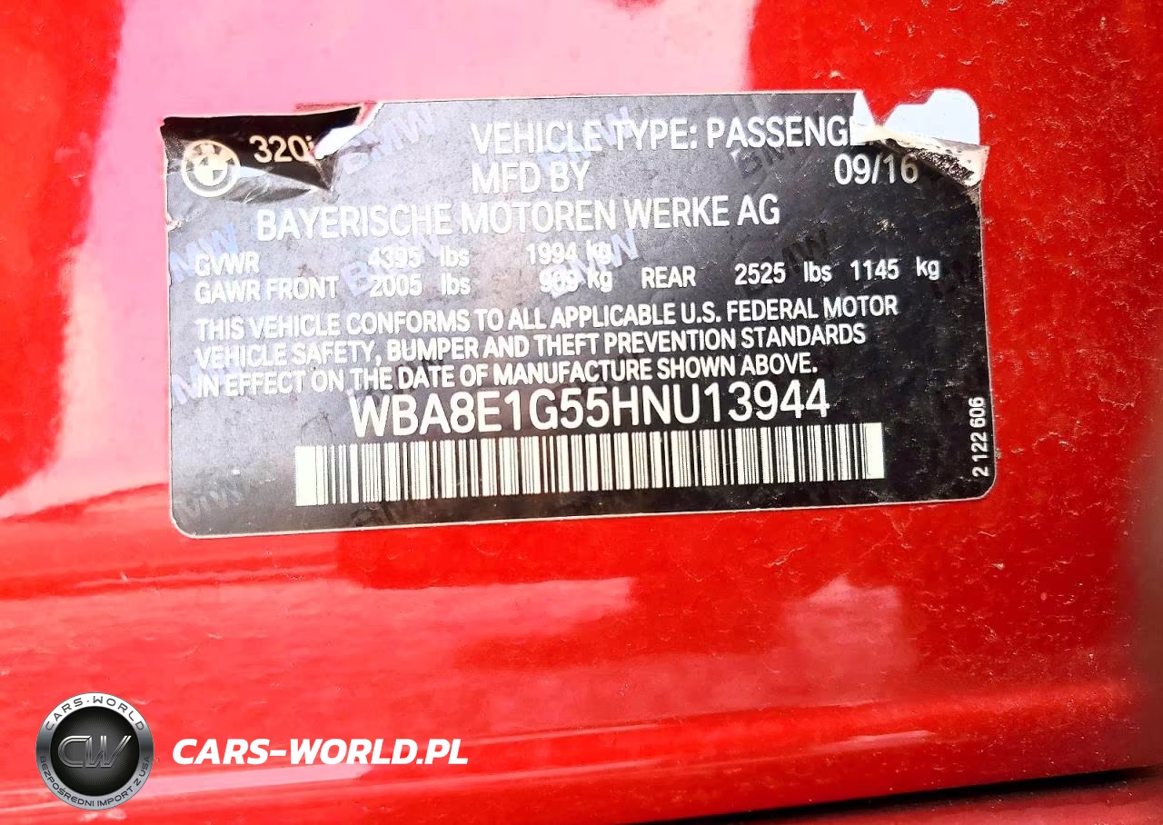 2017 BMW 320 I VIN:WBA8E1G55HNU13944 - 12