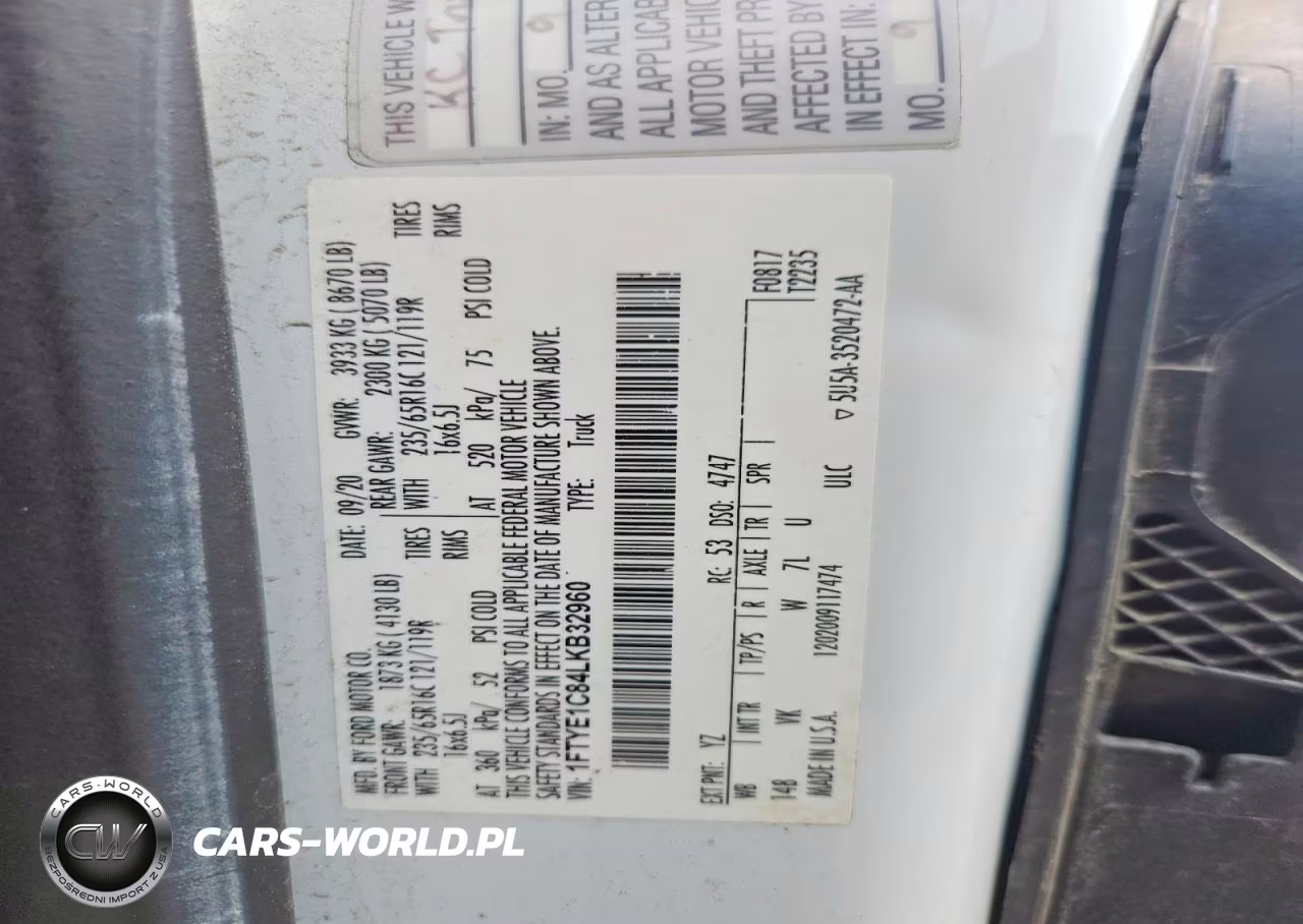 2020 Ford Transit 150 Delivery Van VIN:1FTYE1C84LKB32960 - 13