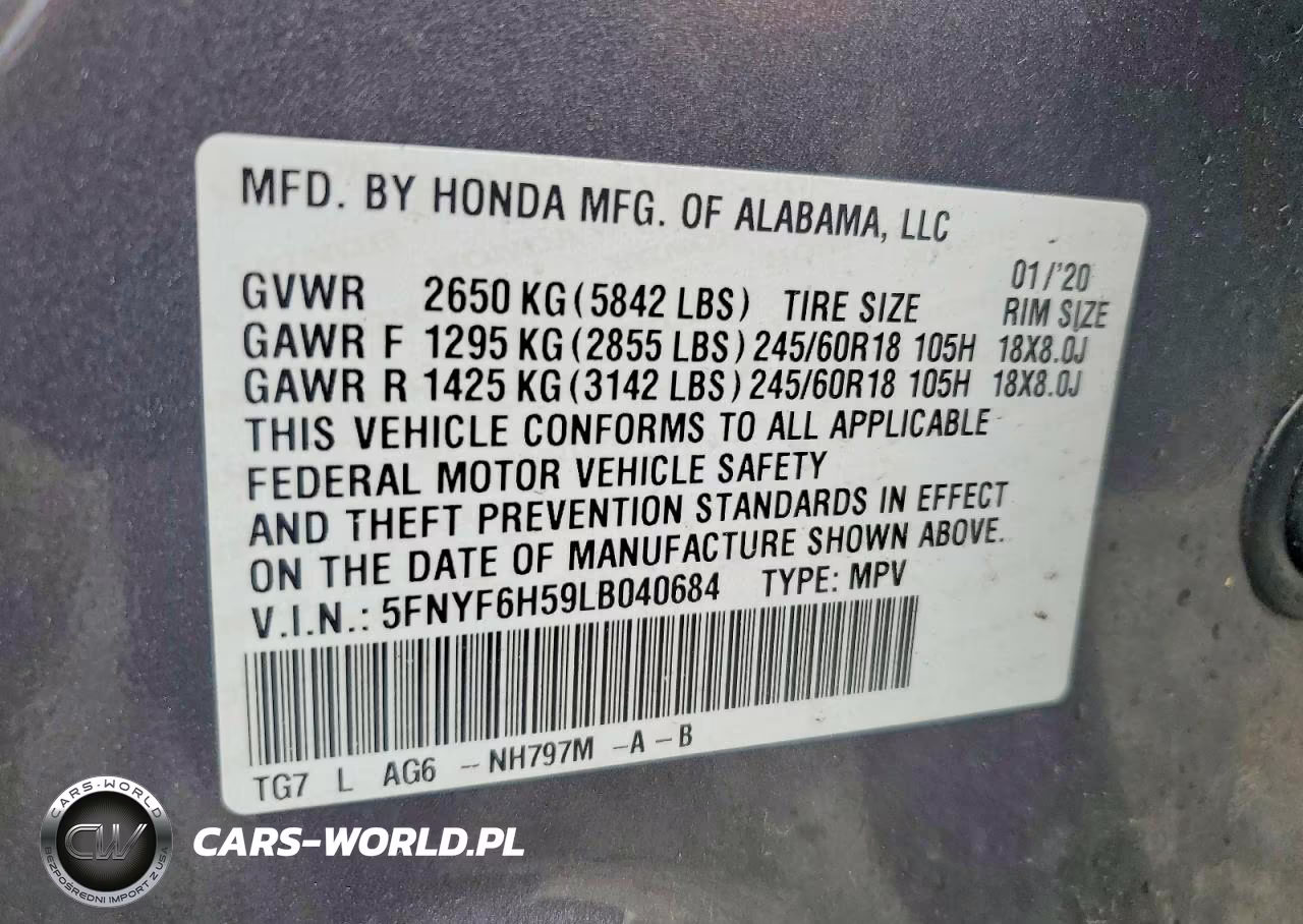 2020 Honda Pilot Exl VIN:5FNYF6H59LB040684 - 13