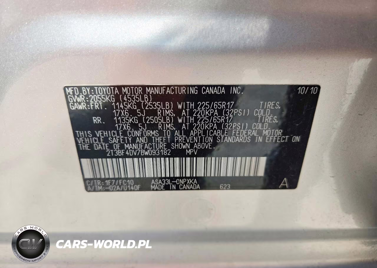 2011 Toyota Rav4 Base VIN:2T3BF4DV7BW093182 - 13