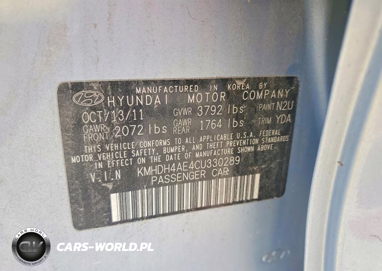 2012 Hyundai Elantra Gls VIN:KMHDH4AE4CU330289 - 13