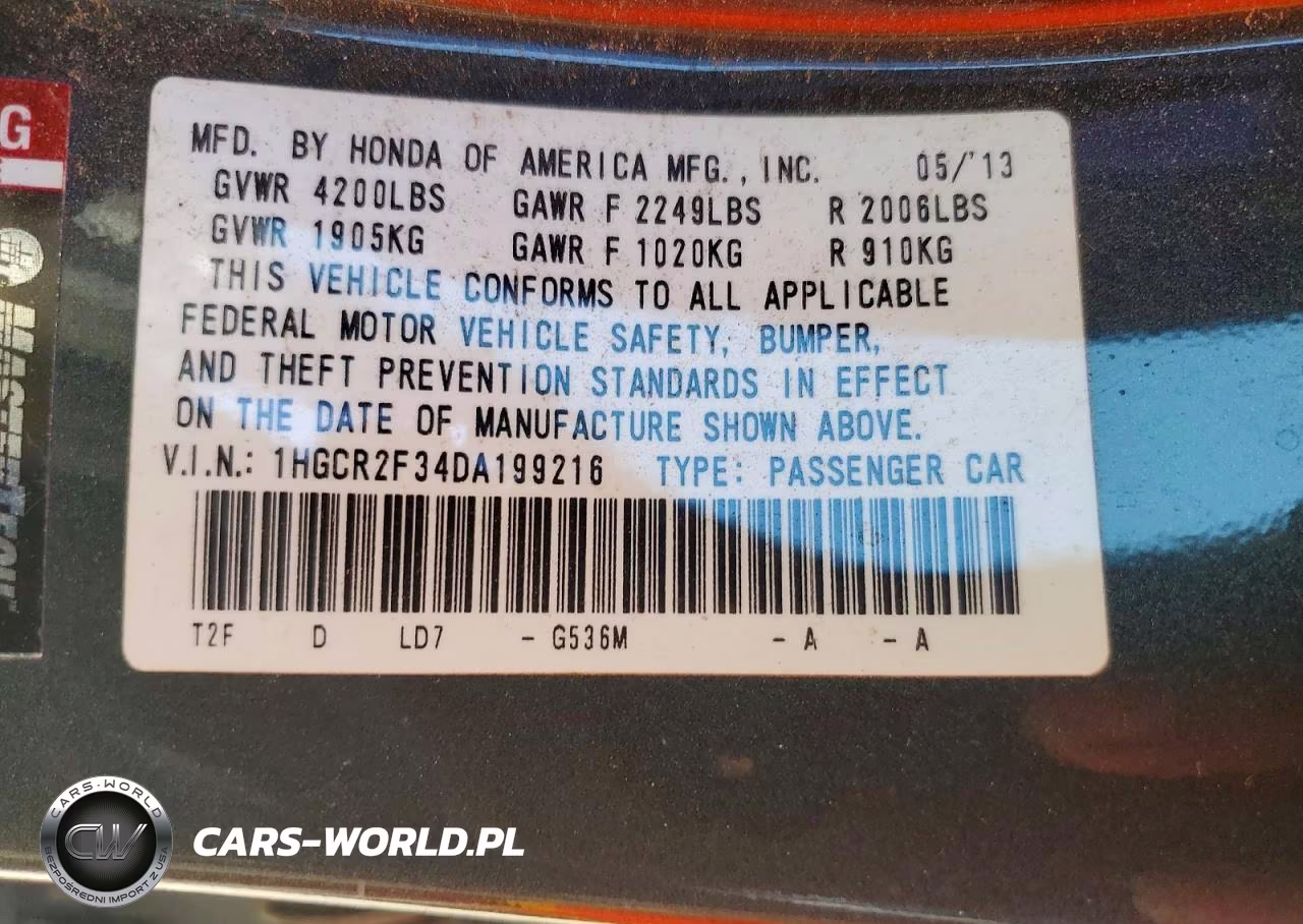 2013 Honda Accord Lx VIN:1HGCR2F34DA199216 - 13