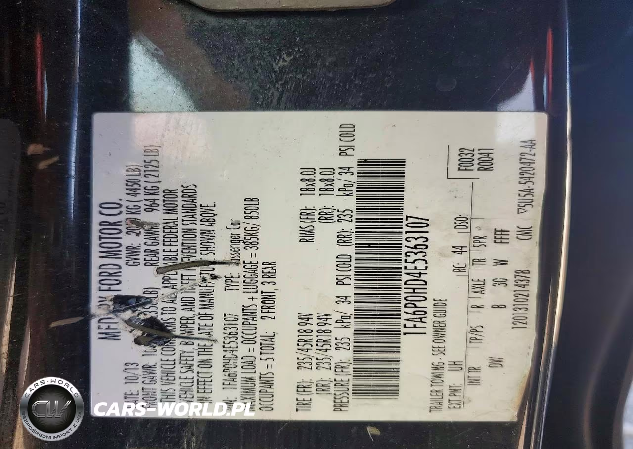2014 Ford Fusion Se VIN:1FA6P0HD4E5363107 - 12