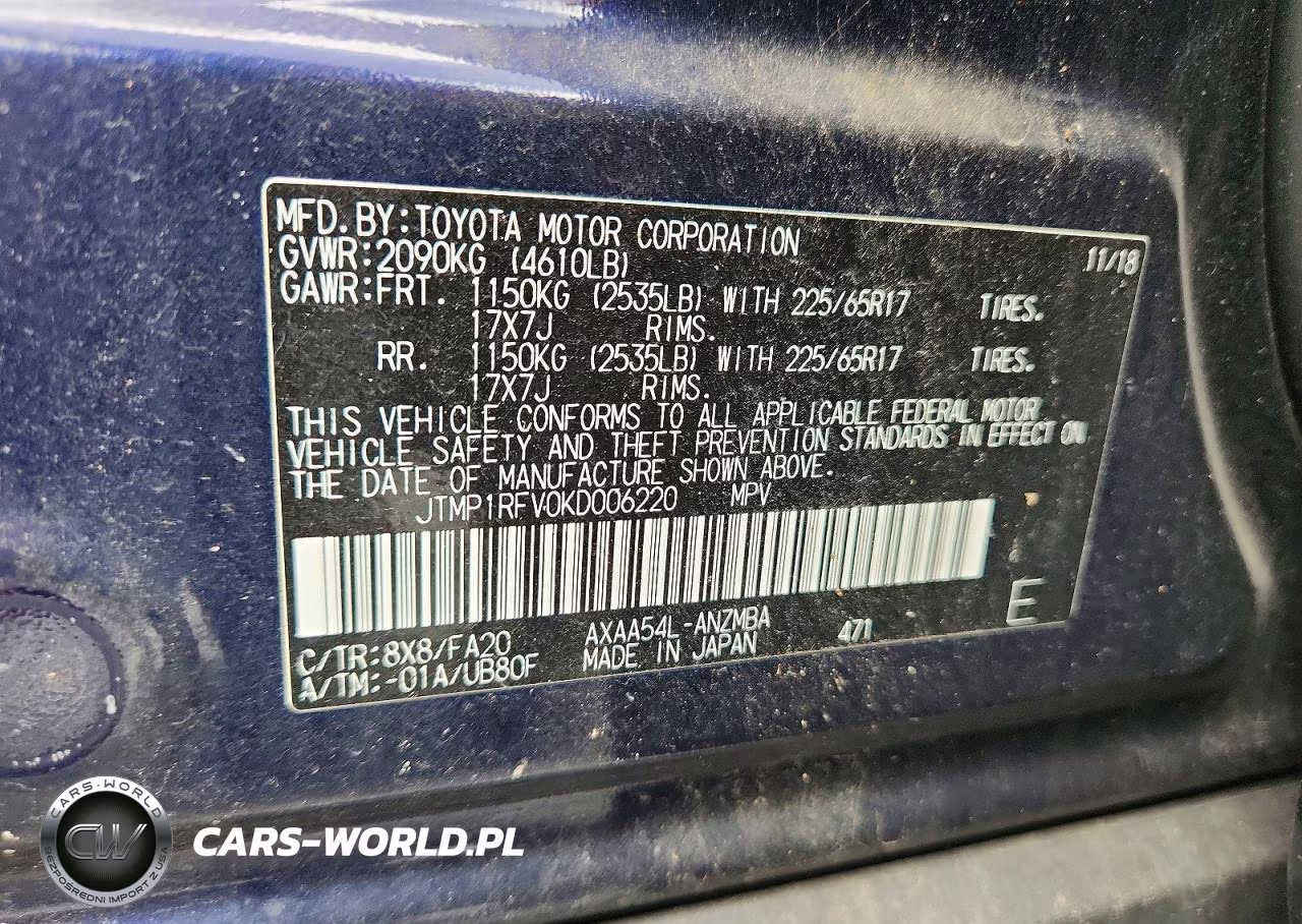 2019 Toyota Rav4 Xle VIN:JTMP1RFV0KD006220 - 13