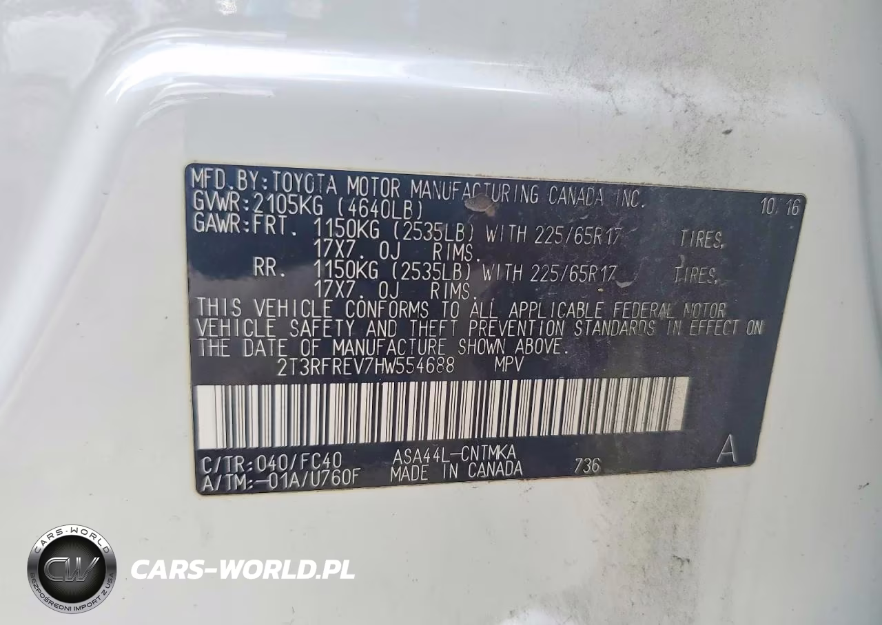 2017 Toyota Rav4 Xle VIN:2T3RFREV7HW554688 - 12