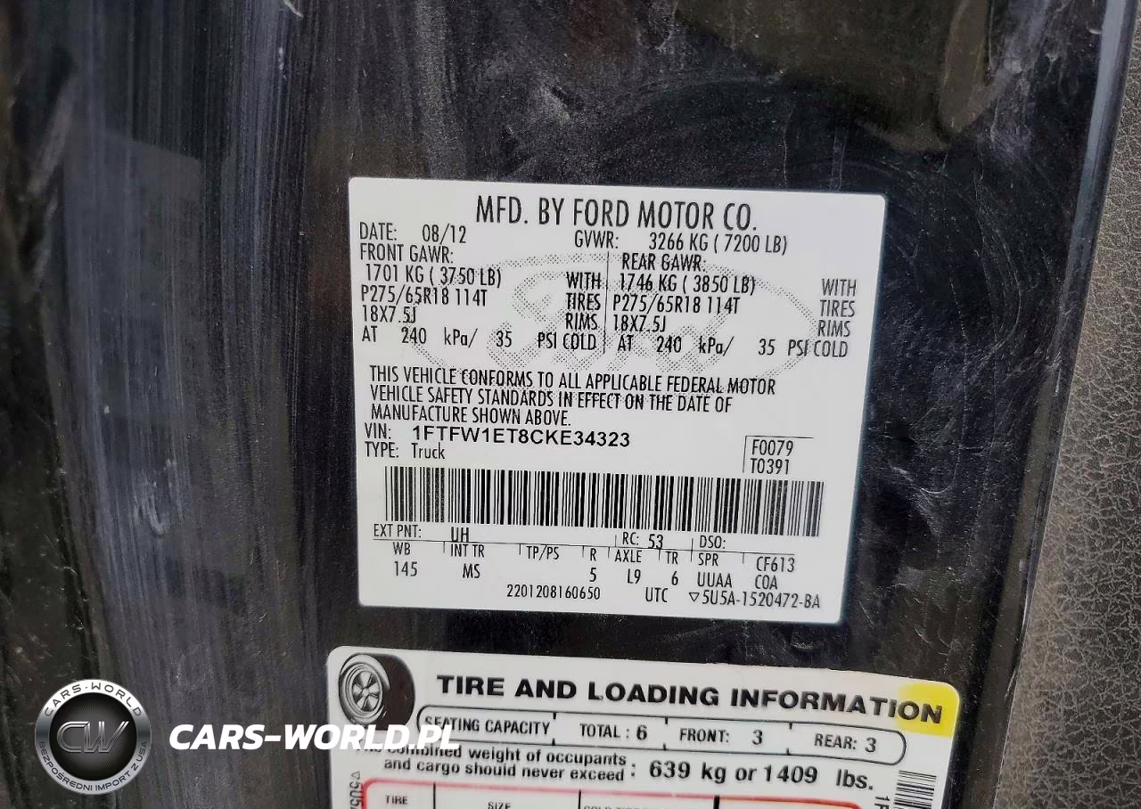 2012 Ford F150 Supercrew VIN:1FTFW1ET8CKE34323 - 12