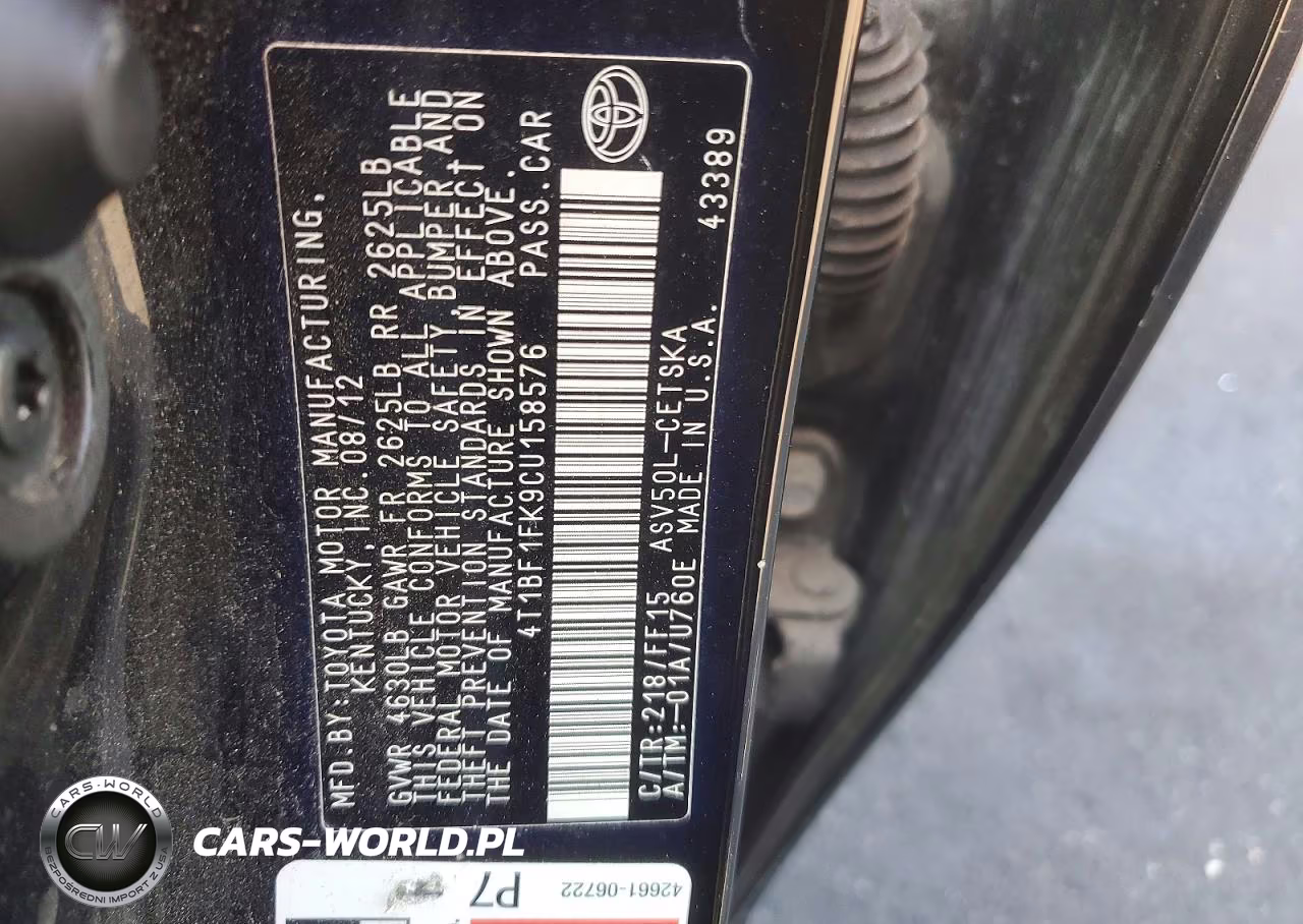 2012 Toyota Camry Se VIN:4T1BF1FK9CU158576 - 13