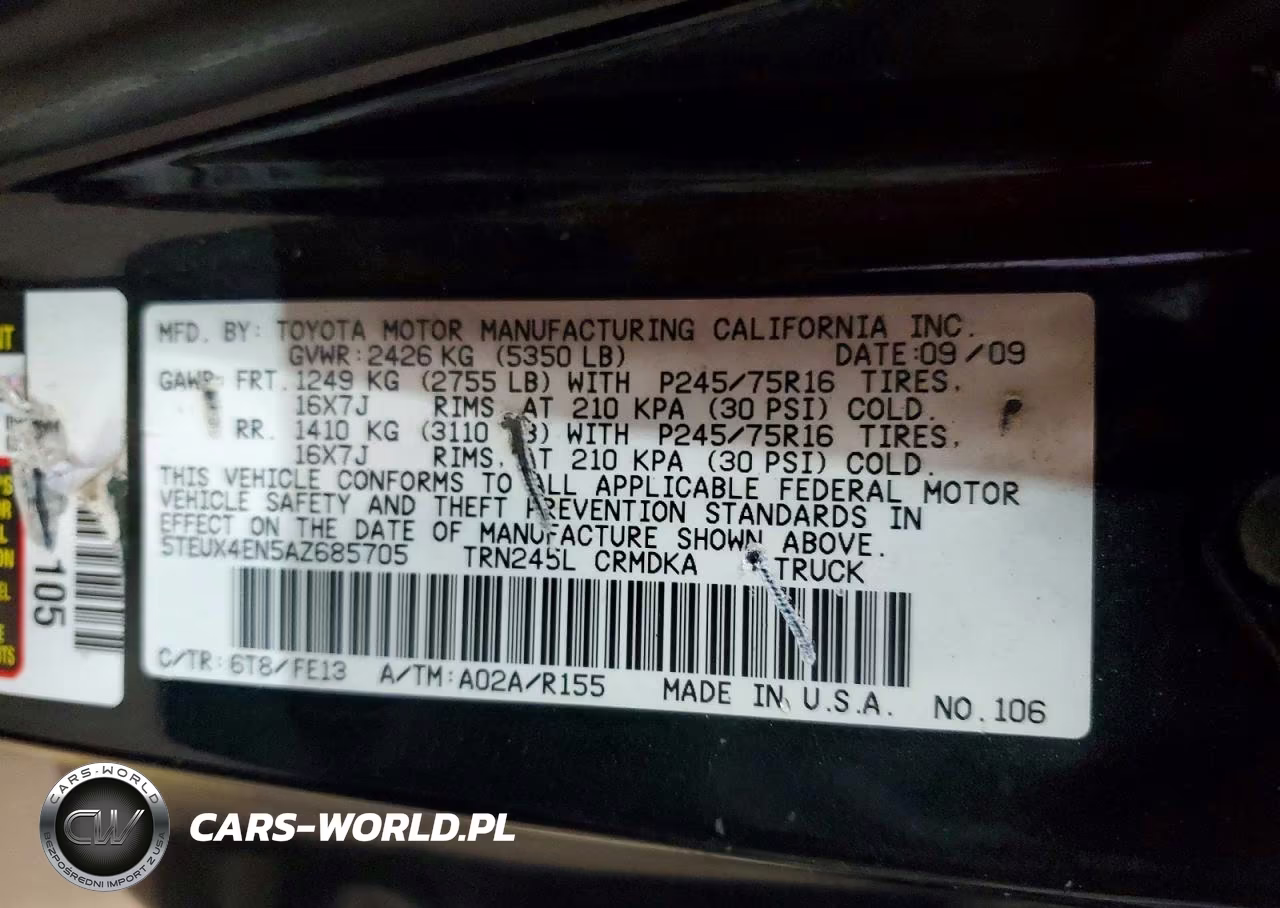2010 Toyota Tacoma Access Cab VIN:5TEUX4EN5AZ685705 - 12