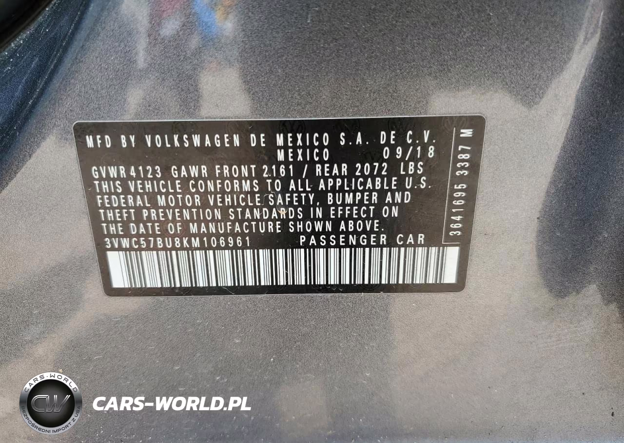 2019 Volkswagen Jetta S VIN:3VWC57BU8KM106961 - 13
