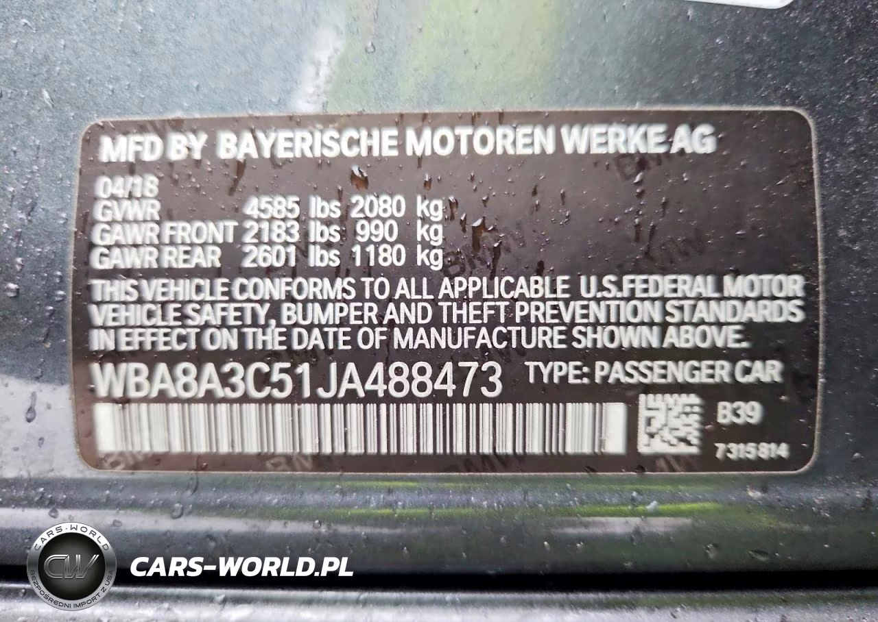 2018 BMW 320 Xi VIN:WBA8A3C51JA488473 - 12