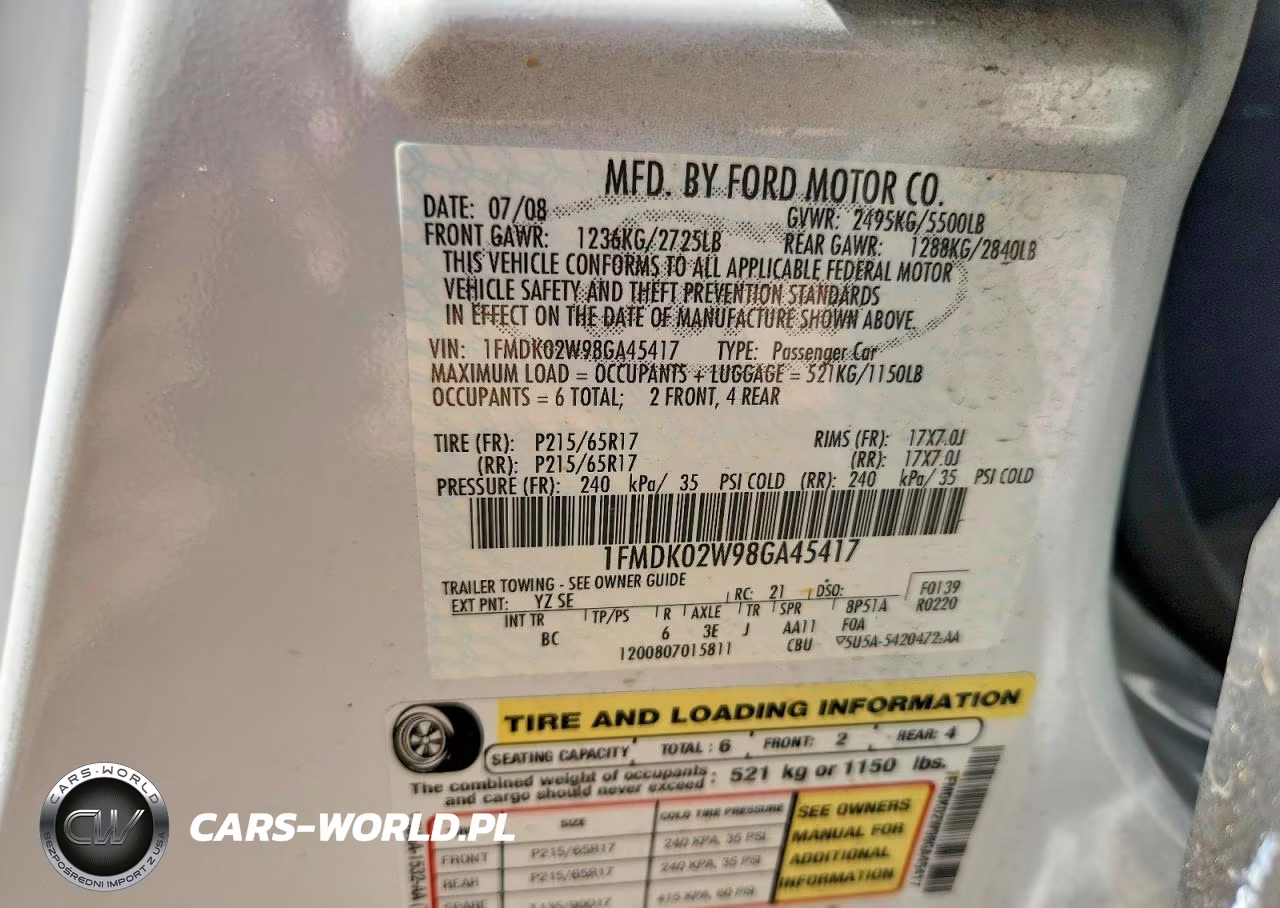 2008 Ford Taurus X Sel VIN:1FMDK02W98GA45417 - 13