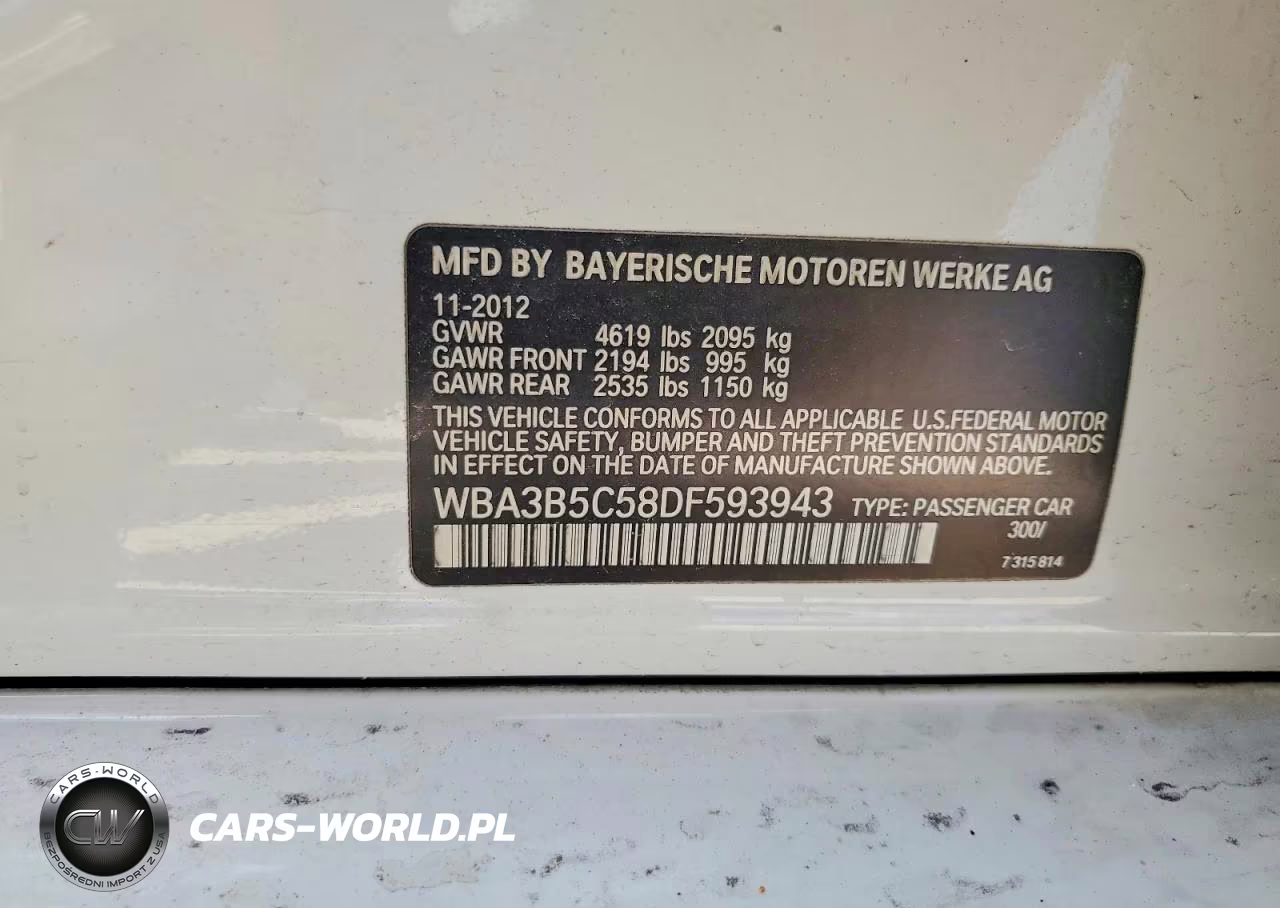 2013 BMW 328 Xi Sulev VIN:WBA3B5C58DF593943 - 12