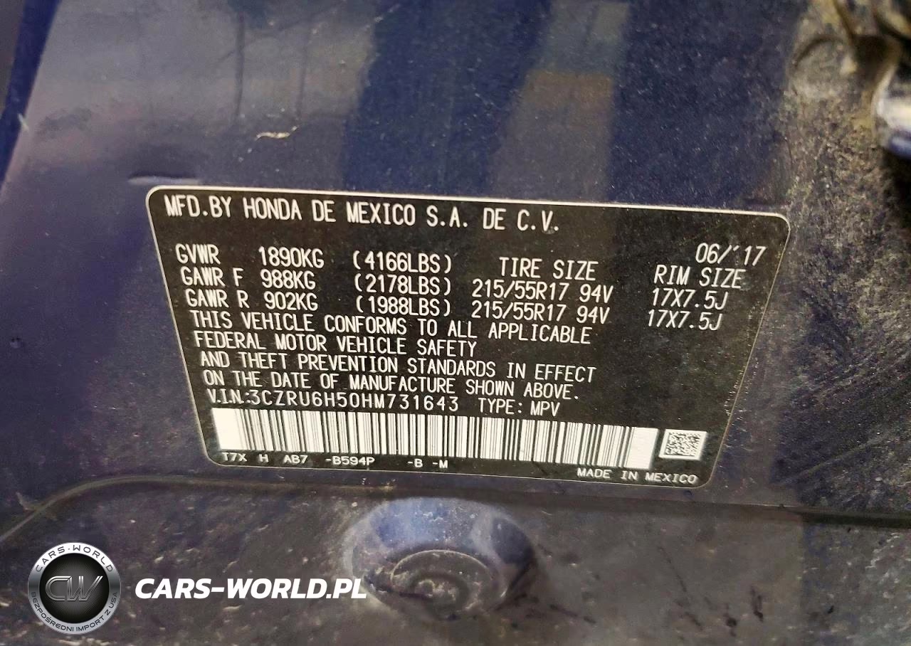 2017 Honda Hr-V Ex VIN:3CZRU6H50HM731643 - 14