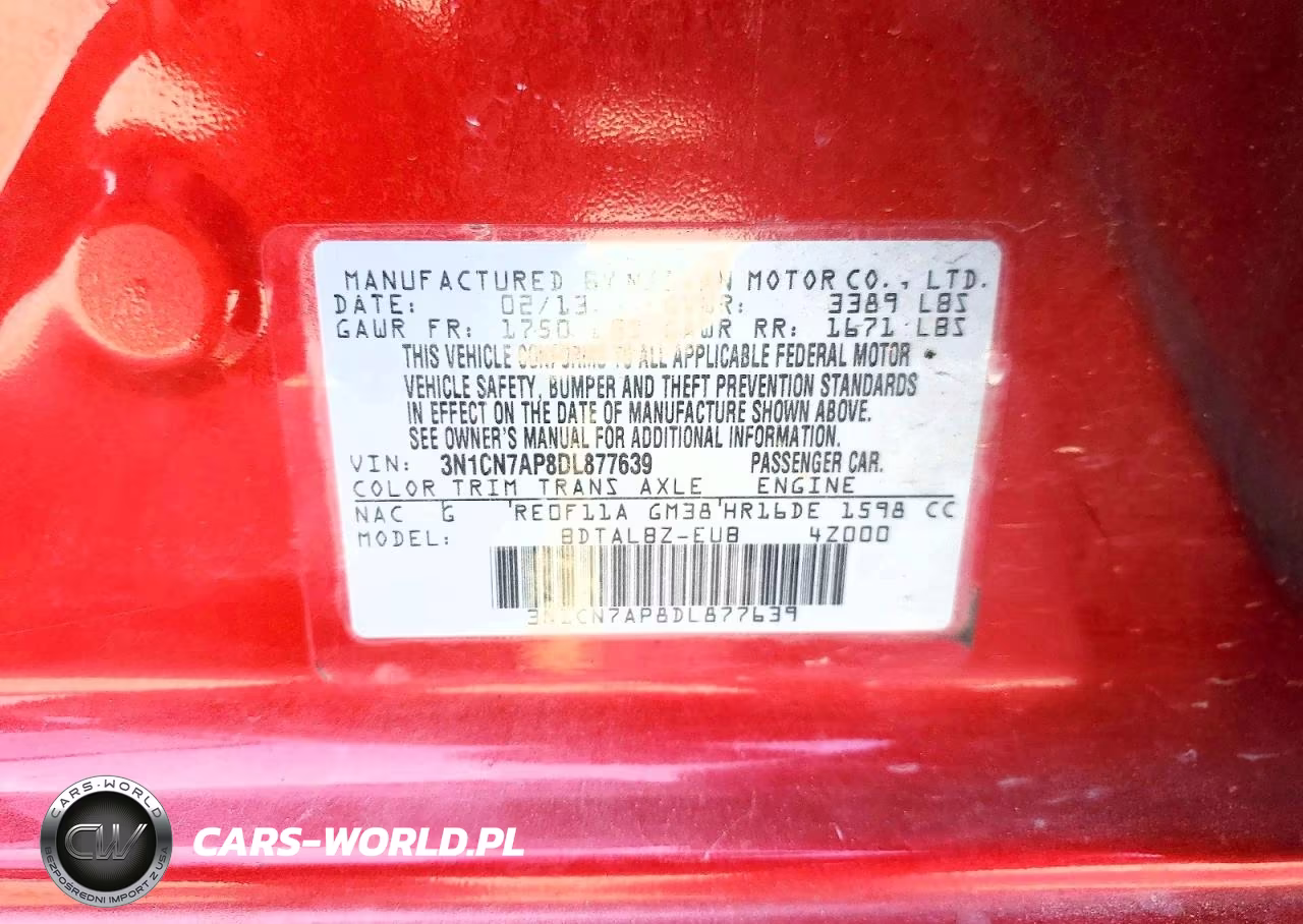 2013 Nissan Versa 1.6 S VIN:3N1CN7AP8DL877639 - 12
