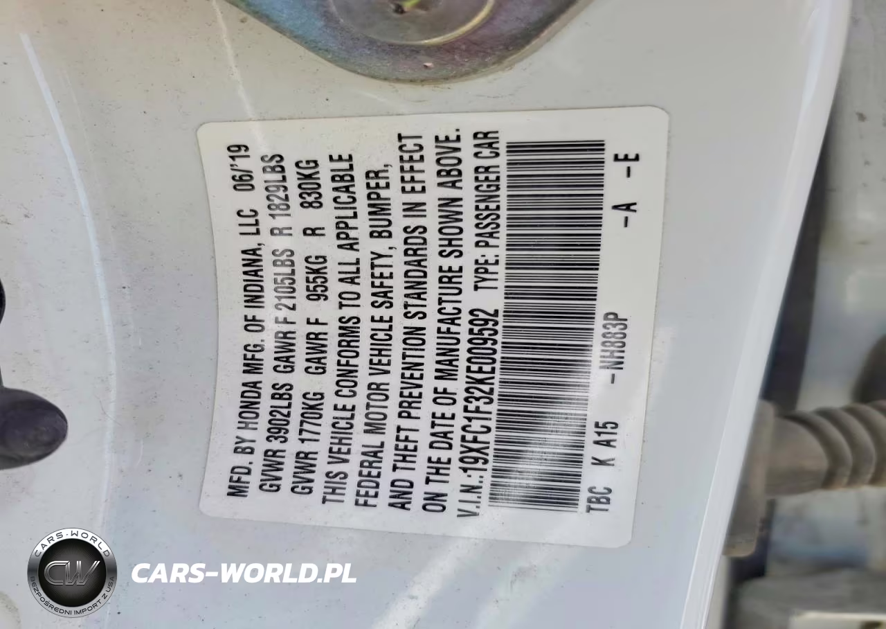 2019 Honda Civic Ex VIN:19XFC1F32KE009592 - 12