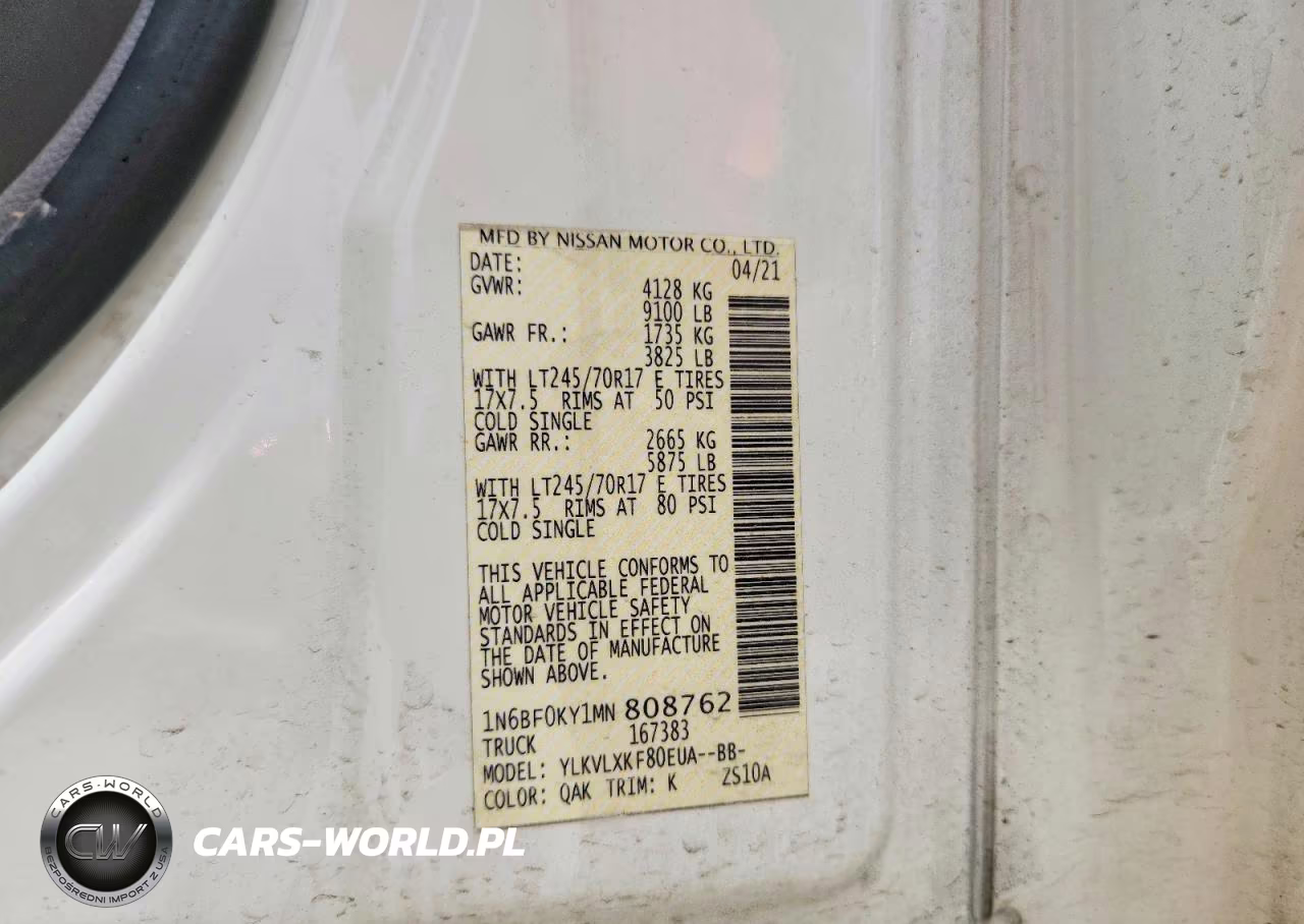 2021 Nissan Nv 2500 Hd Sv VIN:1N6BF0KY1MN808762 - 13