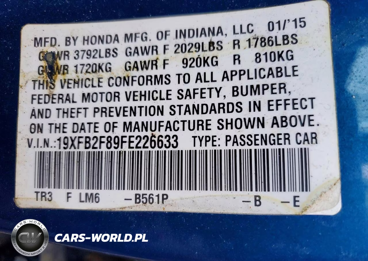 2015 Honda Civic Ex VIN:19XFB2F89FE226633 - 12