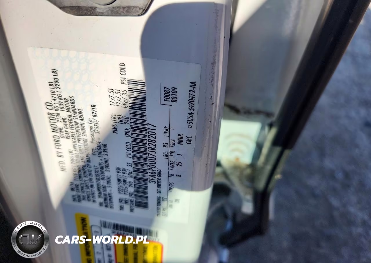 2018 Ford Fusion S Hybrid VIN:3FA6P0UU7JR282017 - 12