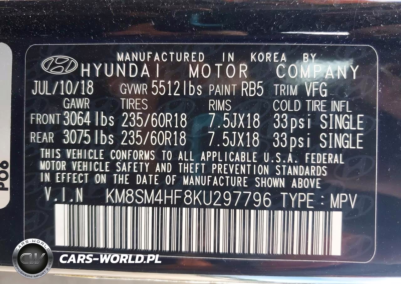 2019 Hyundai Santa Fe Xl Se VIN:KM8SM4HF8KU297796 - 13