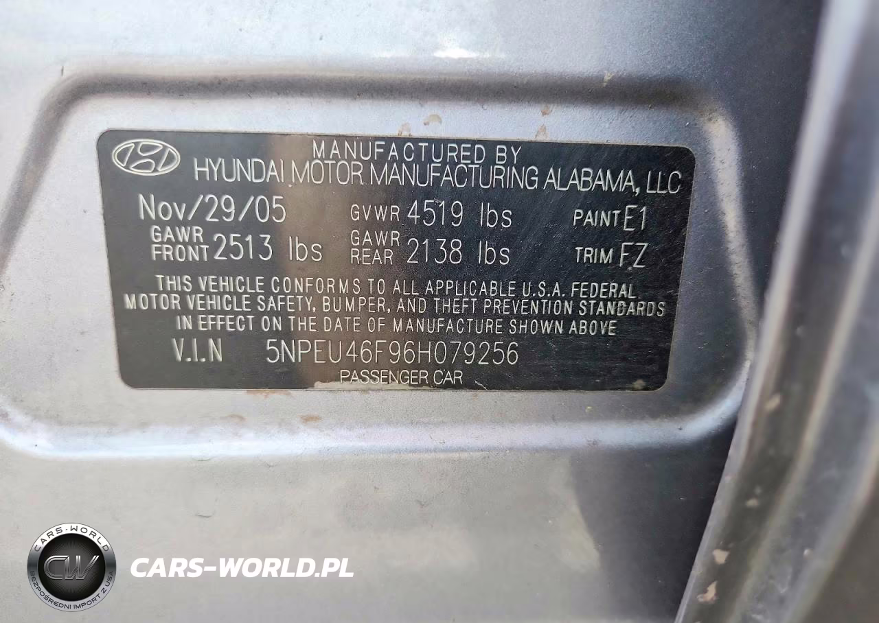 2006 Hyundai Sonata Gls V6 VIN:5NPEU46F96H079256 - 12