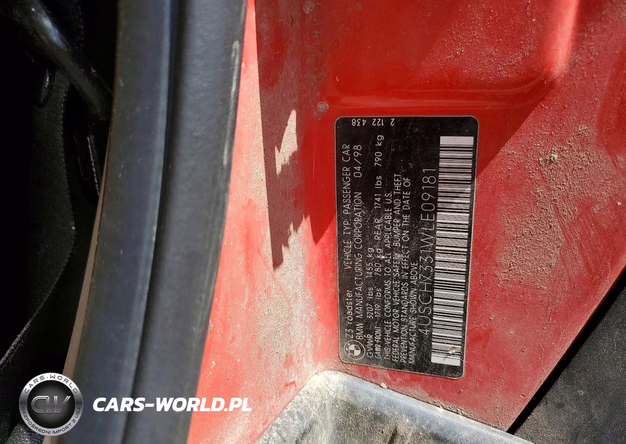1998 BMW Z3 1.9 VIN:4USCH7331WLE09181 - 12