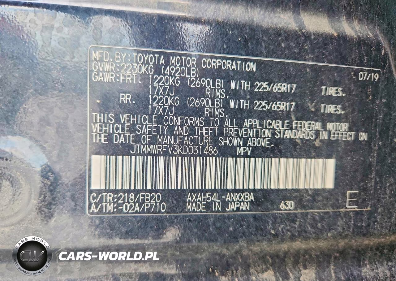 2019 Toyota Rav4 Le VIN:JTMMWRFV3KD031486 - 13