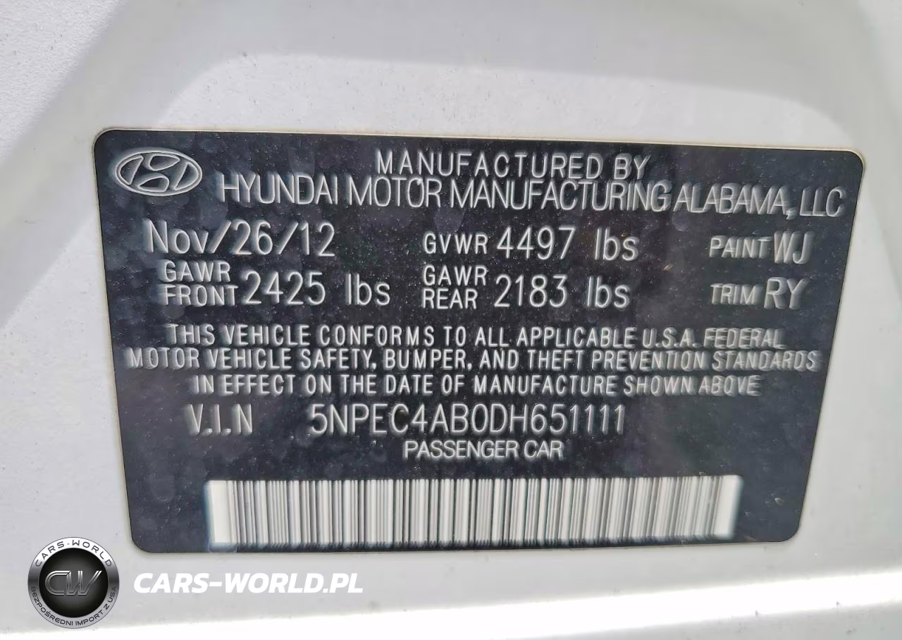 2013 Hyundai Sonata Se 2.0T VIN:5NPEC4AB0DH651111 - 12