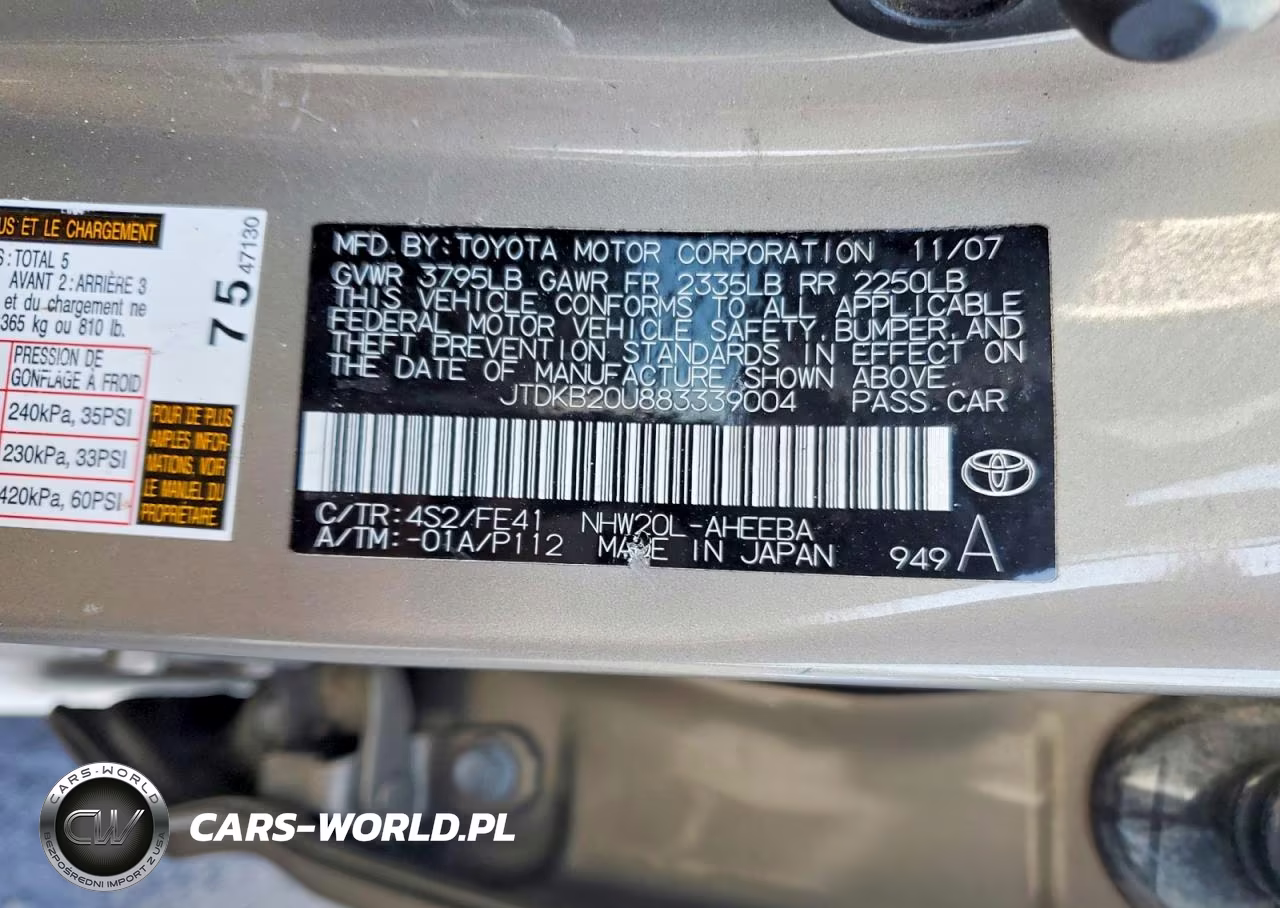 2008 Toyota Prius VIN:JTDKB20U883339004 - 12